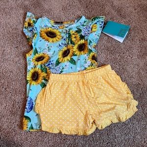 Posh Peanut Sunny sunflower varsity set 2T